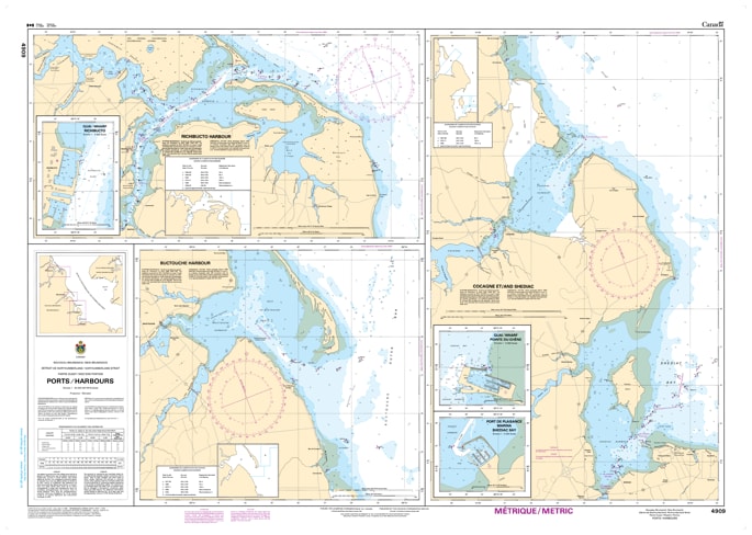 Nautical chart of the western portion of the Northumberland Strait, detailing marine depth soundings, coastal topography, and shipping lanes between New Brunswick and PEI.