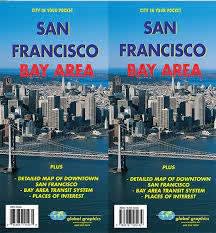 Detailed San Francisco Bay Area travel map featuring downtown city street layouts, BART transit system routes, and major tourist points of interest. Detailed San Francisco Bay Area travel map featuring downtown city street layouts, BART transit system routes, and major tourist points of interest.
