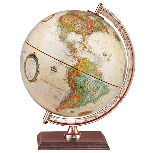 Add a touch of classic elegance to your home or office with the Forester 9-inch antique ocean world globe. This exquisitely crafted desktop globe is the perfect blend of historical charm and modern detail. The globes stunning antique ocean color palette e Add a touch of classic elegance to your home or office with the Forester 9-inch antique ocean world globe. This exquisitely crafted desktop globe is the perfect blend of historical charm and modern detail. The globes stunning antique ocean color palette e