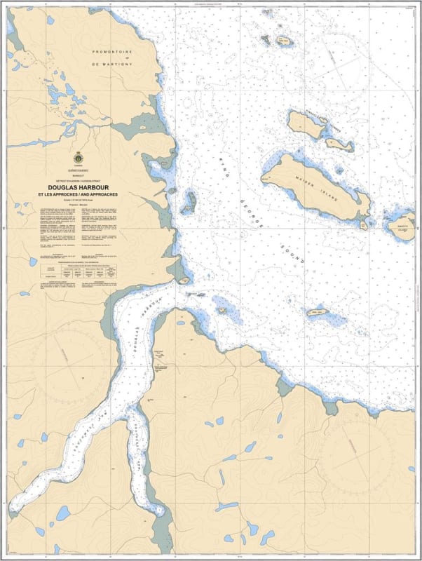 Official Canadian Hydrographic Service CHS Chart 5391 for Douglas Harbour and Approaches featuring a 1:37,500 scale and coastal depth soundings. Official Canadian Hydrographic Service CHS Chart 5391 for Douglas Harbour and Approaches featuring a 1:37,500 scale and coastal depth soundings.