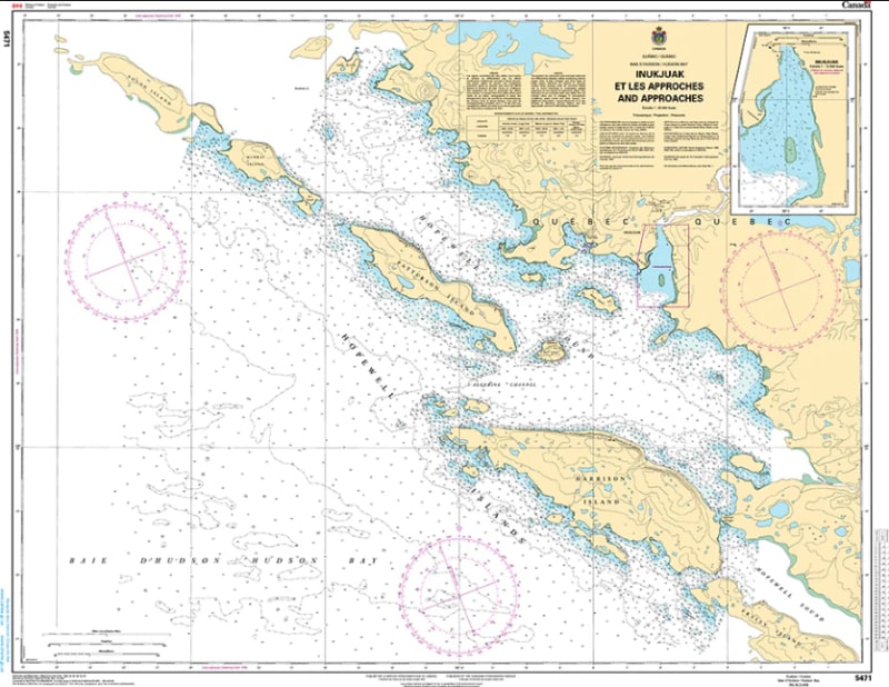 Official Canadian Hydrographic Service CHS Chart 5471 for Inukjuak and Approaches featuring a 1:40,000 scale and bathymetric depth soundings.