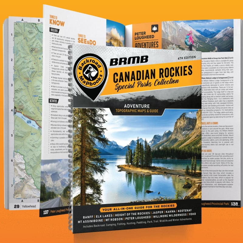 Unlock the Canadian Rockies! This Backroad Mapbook guides you through 30,000+ sq km of national & provincial parks, from popular trails to hidden gems. Discover mountains, lakes, and glaciers. Unlock the Canadian Rockies! This Backroad Mapbook guides you through 30,000+ sq km of national & provincial parks, from popular trails to hidden gems. Discover mountains, lakes, and glaciers.