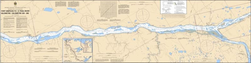 Official Canadian Hydrographic Service CHS Chart 6410 for Fort Simpson to Trail River on the Mackenzie River featuring detailed river bathymetry, shipping channels, and shoreline navigation aids.