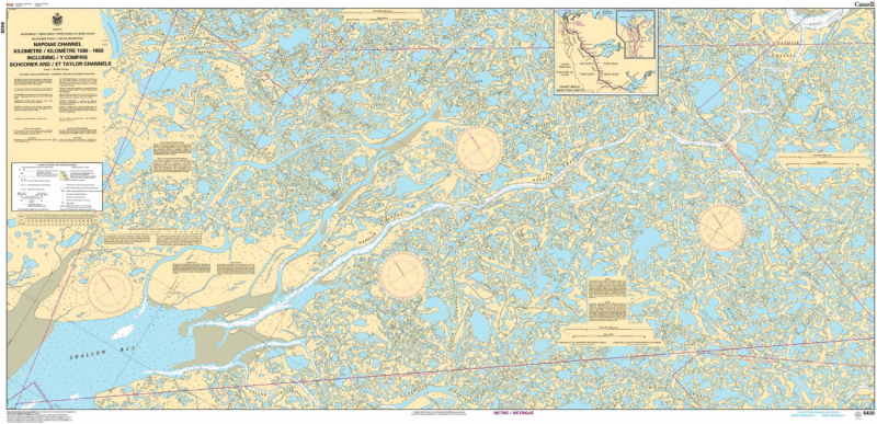 Official Canadian Hydrographic Service CHS Chart 6436 for Napoiak Channel including Schooner Channel and Taylor Channel in the Mackenzie River Delta featuring detailed river bathymetry and navigation routes. Official Canadian Hydrographic Service CHS Chart 6436 for Napoiak Channel including Schooner Channel and Taylor Channel in the Mackenzie River Delta featuring detailed river bathymetry and navigation routes.