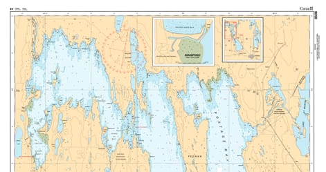 Official CHS 6506 nautical chart for the northern portion of Lake Manitoba showing bathymetric depths, NAD83 coordinates, and navigational markers. Official CHS 6506 nautical chart for the northern portion of Lake Manitoba showing bathymetric depths, NAD83 coordinates, and navigational markers.