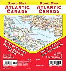 Detailed folding road map of Atlantic Canada and the Maritime Provinces with points of interest