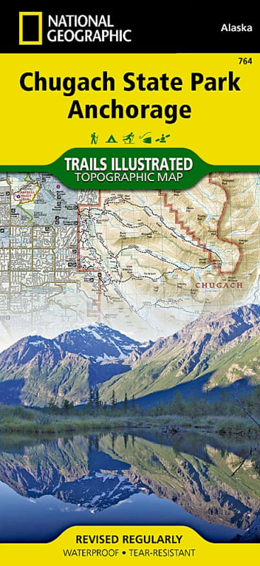 Chugach State Park Trail Map Anchorage, Alaska. This map features key points of interest including the Eklutna Lake and Campbell Tract recreation areas, Eagle River Nature Center, the Seward Highway Scenic Byway, and a section of the Iditarod National His