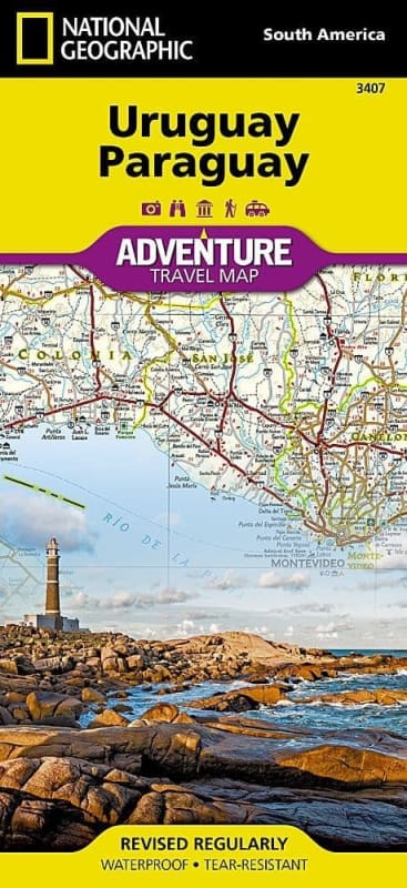 The essential waterproof, tear-resistant map for driving Uruguay & Paraguay. Features detailed roads, border crossings, off-road tracks, historical, and UNESCO sites.