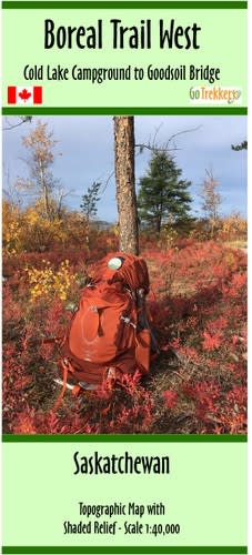 Boreal Trail West Trail Map Saskatchewan - Cold Lake Campground to Goodsoil Bridge. This topographic map is a great trail map showing campgrounds, coordinates, kilometers, and various informational icons. Comes in plastic sleeve. Boreal Trail East Sheet a