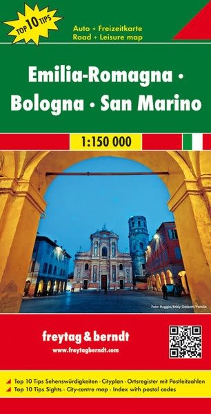 Emilia-Romagna, Bologna & San Marino Travel & Road Map. The region of northern Italy is known for its elegant medieval cities, sun-soaked Adriatic beaches, and some of the best cuisine in Italy such as Bologna with its pasta and meat sauces, Parma has its