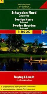 Sweden North Travel & Road Map. This map of northern Sweden shows the region around the cities of Umea, Ostersund, and Skelleftea. It includes distances in kilometres, and camping sites. Freytag & Berndt road maps are available for many countries and regi