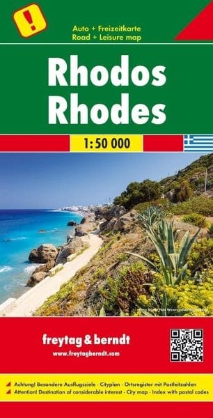 Detailed F&B Rhodes map (1:50k) for driving and sightseeing. Includes Rhodes Old Town street plan, Lindos Acropolis, and scenic routes. Essential Greece guide. Detailed F&B Rhodes map (1:50k) for driving and sightseeing. Includes Rhodes Old Town street plan, Lindos Acropolis, and scenic routes. Essential Greece guide.