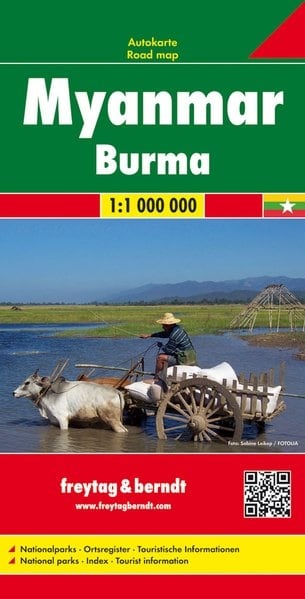 Freytag & Berndt AK182 (1:1M) detailed road map for Myanmar (Burma). Features Yangon, Mandalay, Bagan temples, and Inle Lake. Ideal for touring and driving.