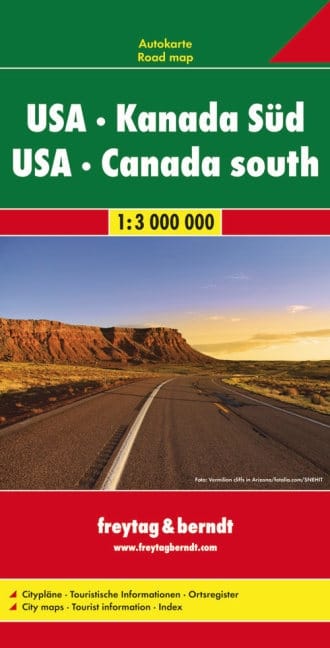 Freytag & Berndt AK214 road map (1:3M) for the USA and Southern Canada. Ideal for road trips, featuring city insets for New York, Toronto, Chicago, LA, Vancouver & more. Freytag & Berndt AK214 road map (1:3M) for the USA and Southern Canada. Ideal for road trips, featuring city insets for New York, Toronto, Chicago, LA, Vancouver & more.