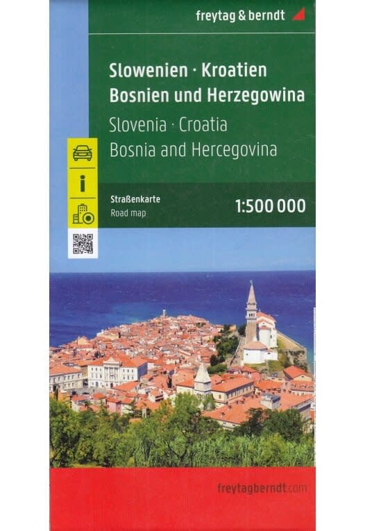 Croatia, Slovenia & Bosnia-Herzegovina Travel map. In addition to the clear design, and shaded relief these road maps have a lot of additional information such as; roads, sights, camping sites and various townships. The extensive index of local authoritie