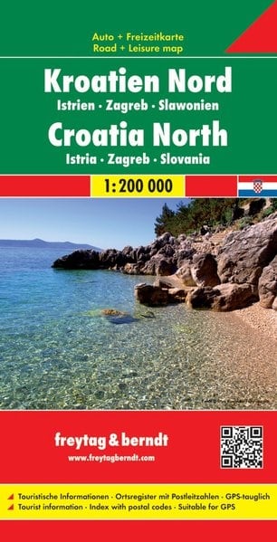 Freytag & Berndt AK7402 map (1:200k) of Northern Croatia: Istria, Kvarner Gulf & Zagreb. Highly detailed for road trips, cycling, and Pula/Rijeka navigation.