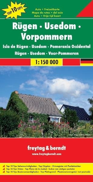 Rugen - Usedom & Western Pomerania Germany Travel Map. Folded road map of the north east tip of Germany. From Rostock and Gustrow east to the Polish border. From Waren and Pasewalk north to the sea. Freytag & Berndt road maps are available for many countr