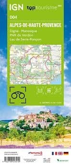 IGN Top 100 (D04) Alpes-de-Haute-Provence map featuring Digne, Manosque, Verdon Regional Park, and GR hiking trails. IGN Top 100 (D04) Alpes-de-Haute-Provence map featuring Digne, Manosque, Verdon Regional Park, and GR hiking trails.