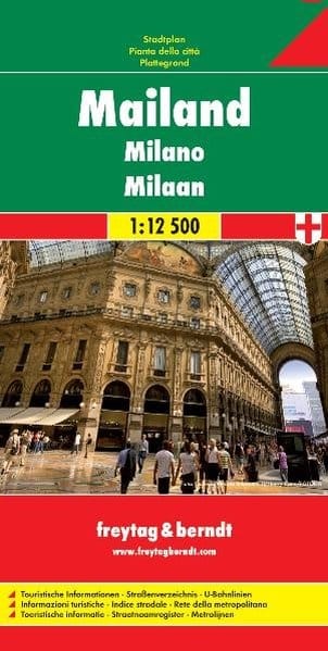 Milan detailed city travel map by Freytag & Berndt. Includes tourist information, street index, and environs map. This multi language map is in German, English, Italian and French.