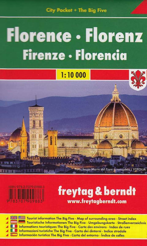 Florence City Pocket Map. The City Pocket maps are handy pocket sized maps. They show each city and the surrounding area. On the back there is a street index as well as a legend showing shopping, culinary, culture, nightlife and sights. The legend is in 1