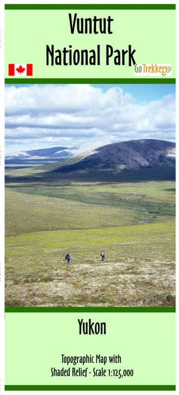 Topographic Map of Vuntut National Park, Yukon, Canada at 1:125,000 scale with shaded relief and detailed park boundaries.