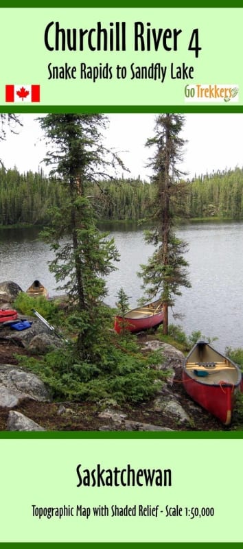 Churchill River - Snake Rapids to Sandfly Lake Canoe Map. The suggested canoe route map featuring forest fire burns in North Central Saskatchewan, Canada is a valuable tool for outdoor enthusiasts, specifically those interested in canoeing and exploring t