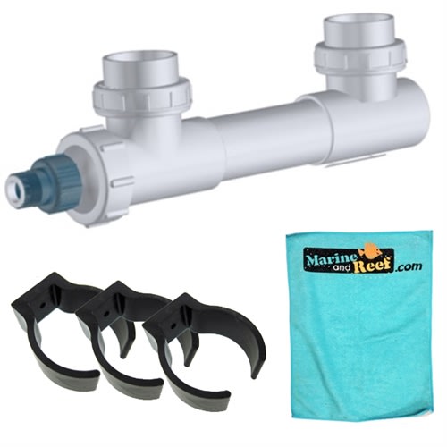 Aqua Ultraviolet Classic 15  Watt White 3/4" UV Sterilizer, THREE Mounting Clips, & Towel Package
