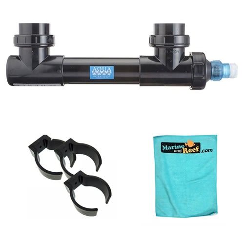 Aqua Ultraviolet Classic 57 Watt Black 2" UV Sterilizer, THREE Mounting Clips, & Towel Package