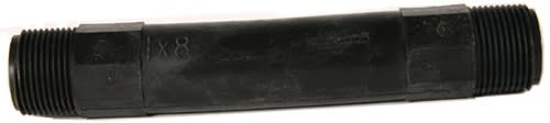 Dura Nylon Nipple 3/4" MPT x 3/4" MPT x 8" length, black