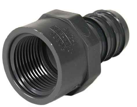 Dura Schedule 40 PVC Straight Insert Adapters 1" FPT x 1" Hose Barb