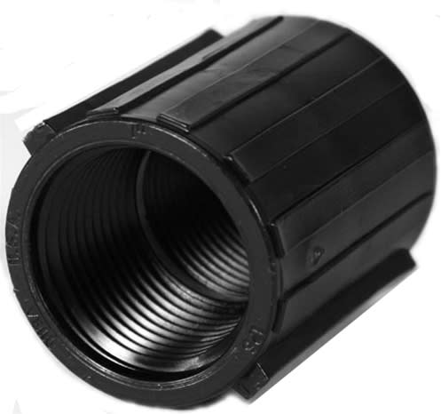 Dura PVC Coupling 1" FPT x 1" FPT Black
