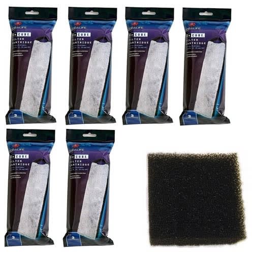 Coralife BioCube Filter Cartridge Replacements, 12-Pack,  with BioCube 29 & 32 Replacement Filter Sponge Package