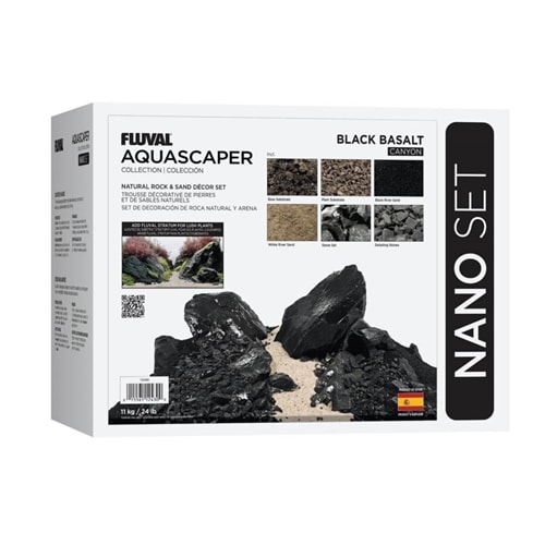 Fluval Black Basalt Canyon Aquascaper Natural Rock & Sand Decor Nano Set, 24 lb/11 kg