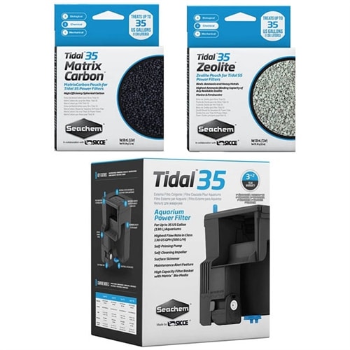Seachem Tidal 35 Power Filter, Matrix Carbon & Zeolite Freshwater Package