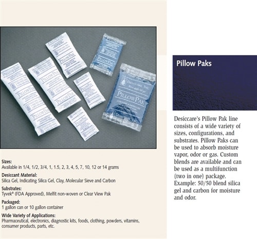 01AZ13A15 DESICCANT CARBON TYVEK BAG 10.0 GRAM PILLOWPAK 1.2M/DRUM