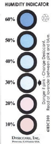 04BX14C11 HUMIDITY INDICATOR CARDS, 10%-60%, 4.5"x1.5", 200/QUART CAN