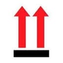 LABELS, 3" x 4", TWO RED ARROWS OVER BLACK BAR, 500/ROLL