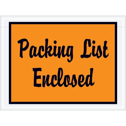 4 1/2" x 6" Orange "Packing List Enclosed" Envelopes 1000/Case
