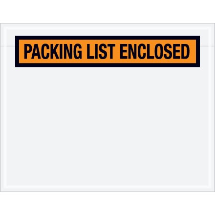 7" x 5 1/2" Orange "Packing List Enclosed" Envelopes 1000/Case