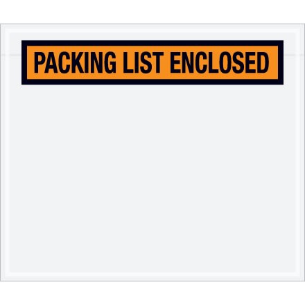 6 1/2" x 5" Orange "Packing List Enclosed" Envelopes 1000/Case