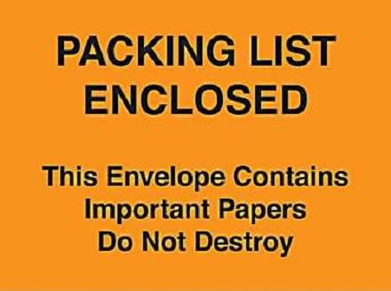 4 1/2" x 6" Orange "Important Papers Enclosed" Envelopes 1000/Case