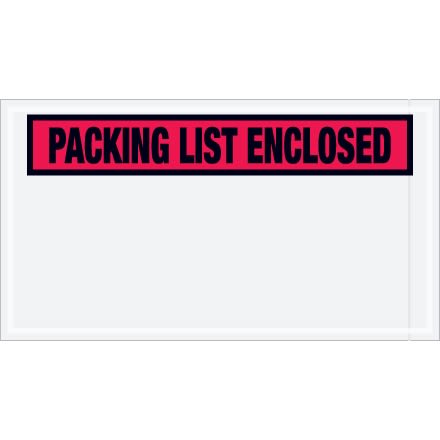 5 1/2" x 10" Red "Packing List Enclosed" Envelopes 1000/Case