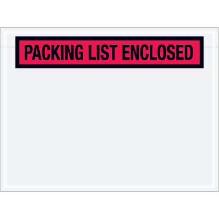 4 1/2" x 6" Red "Packing List Enclosed" Envelopes 1000/Case