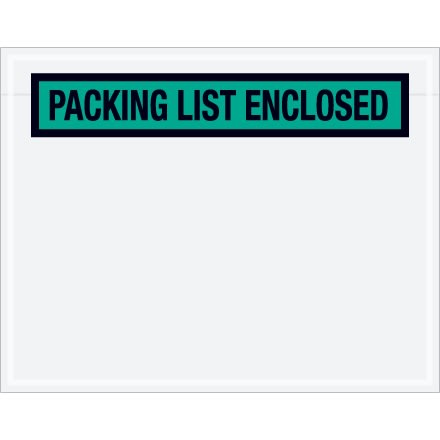 7" x 5 1/2" Green "Packing List Enclosed" Envelopes 1000/Case