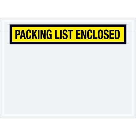 6 3/4" x 5" Yellow "Packing List Enclosed" Envelopes 1000/Case