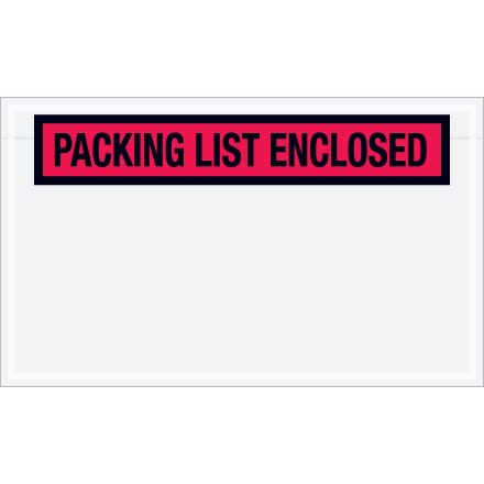 4 1/2" x 7 1/2" Red "Packing List Enclosed" Envelopes 1000/Case