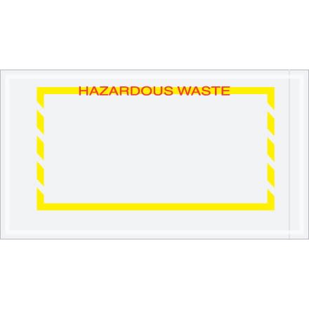 5 1/2" x 10" Yellow Border "Hazardous Waste" Document Envelopes 1000/Case