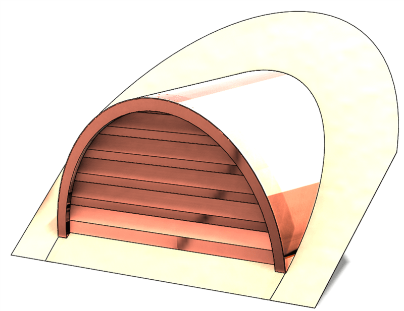 copper roof vent, half round roof vent, half circle roof vent, roof vent, copper roof vent, semi-circle vent, radius roof vent, half round dormer, dormer roof vent, radius roof vent, eyebrow roof dormer, copper half circle vent