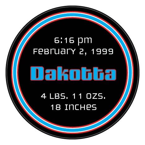 baby boy birth announcement custom printed pucks