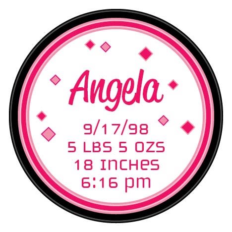 baby girl birth announcement custom printed pucks